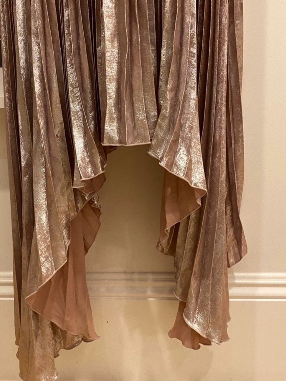 Pleated Metallic Strapless Dress - Blush Pink - Picture 3 of 6
